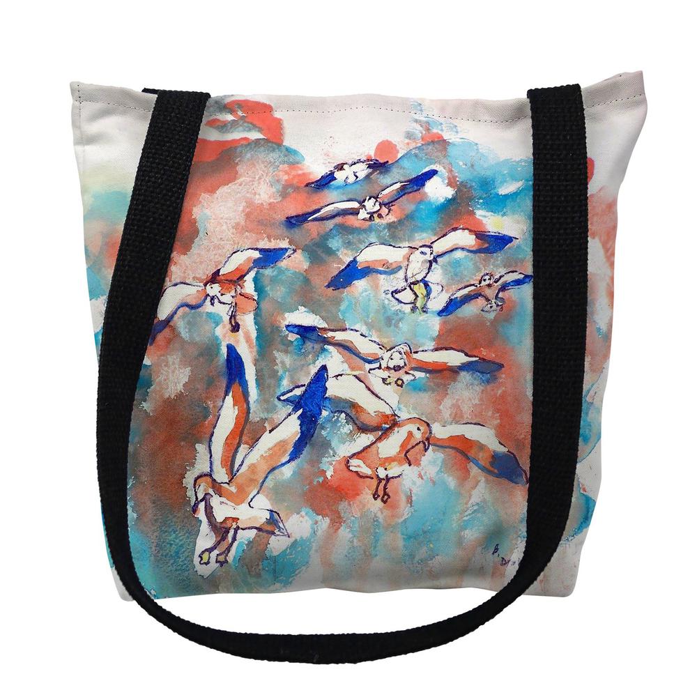 Gulls Flocking Small Tote Bag 13x13. Picture 1