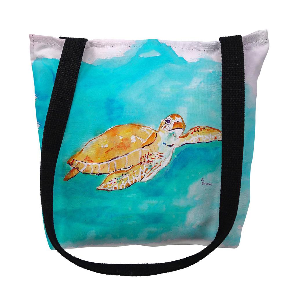 Brown Sea Turtle Small Tote Bag 13x13. Picture 1