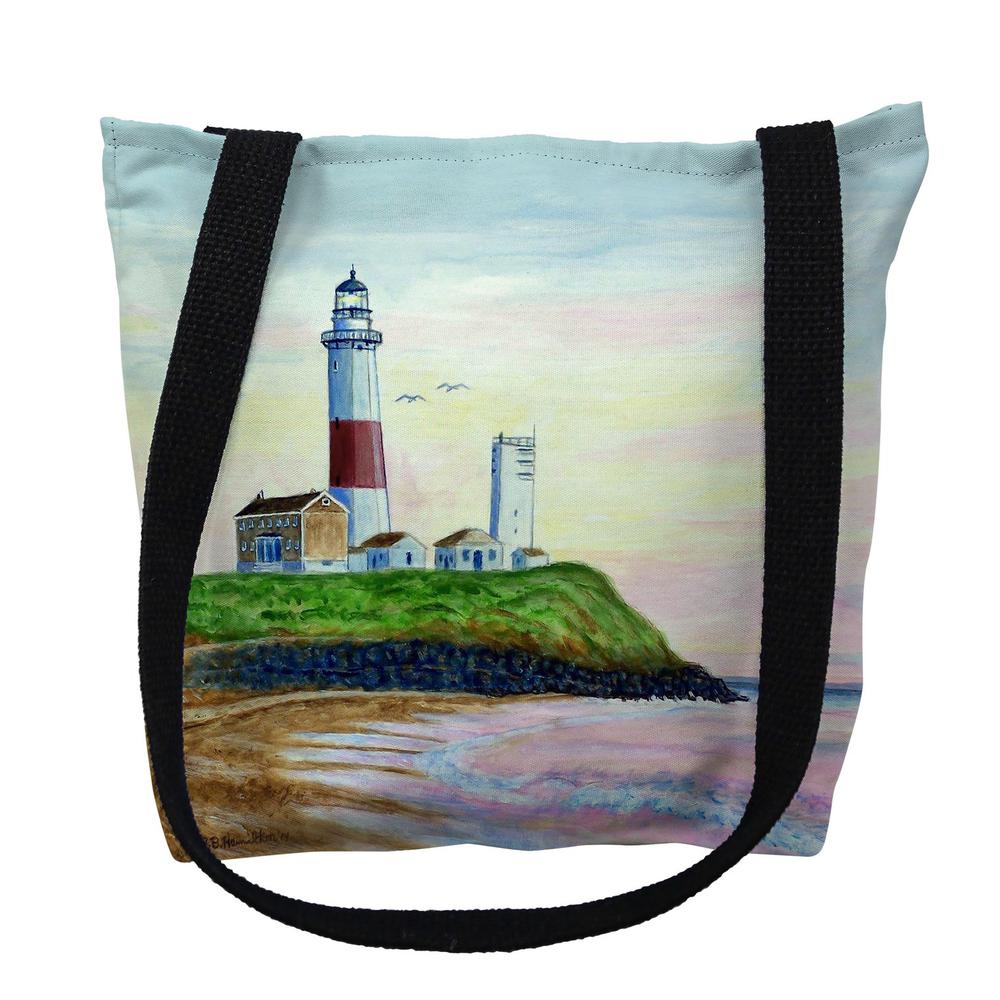 Montauk Lighthouse, NY Large Tote Bag 18x18. Picture 1