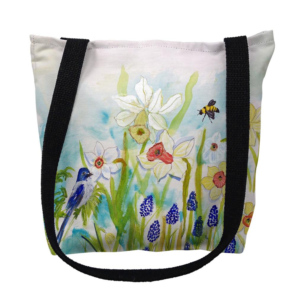 Bird & Daffodils Large Tote Bag 18x18. Picture 1