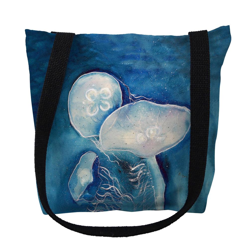 Blue Jellyfish Large Tote Bag 18x18. Picture 1