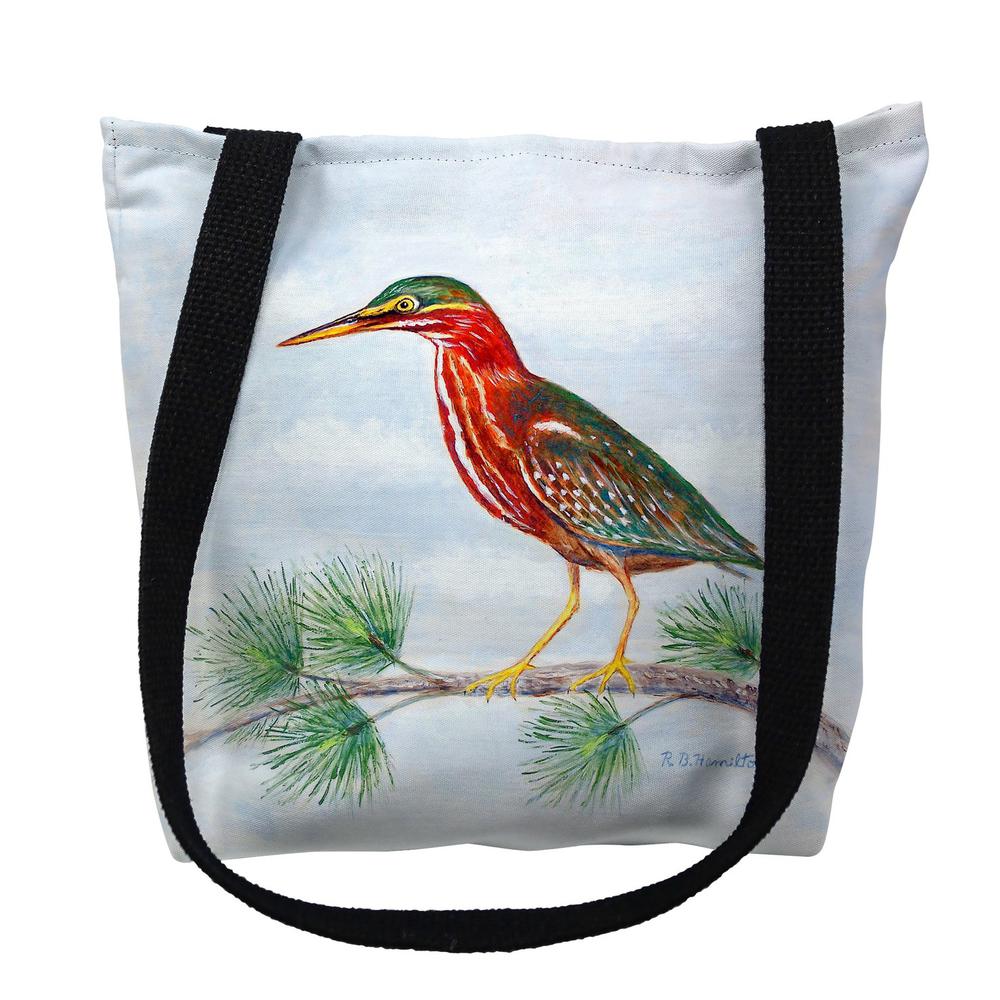 Green Heron Large Tote Bag 18x18. Picture 1