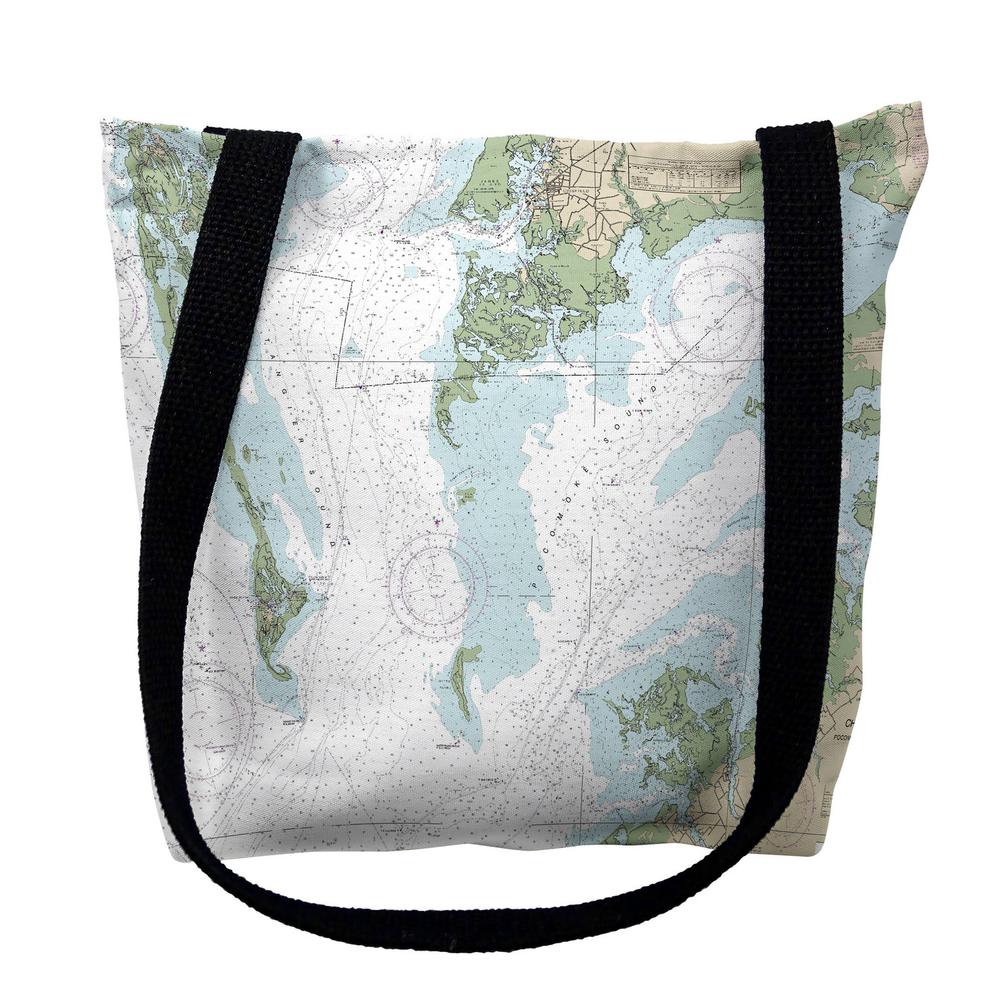 Chesapeake Bay - Pocomoke and Tangier Sounds, VA Nautical Map Medium Tote Bag 16x16. Picture 1