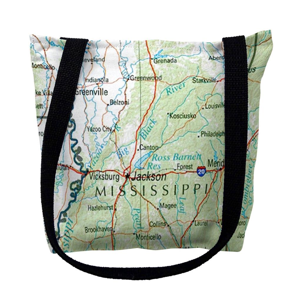 Mississippi, MS Nautical Map Medium Tote Bag 16x16. Picture 1
