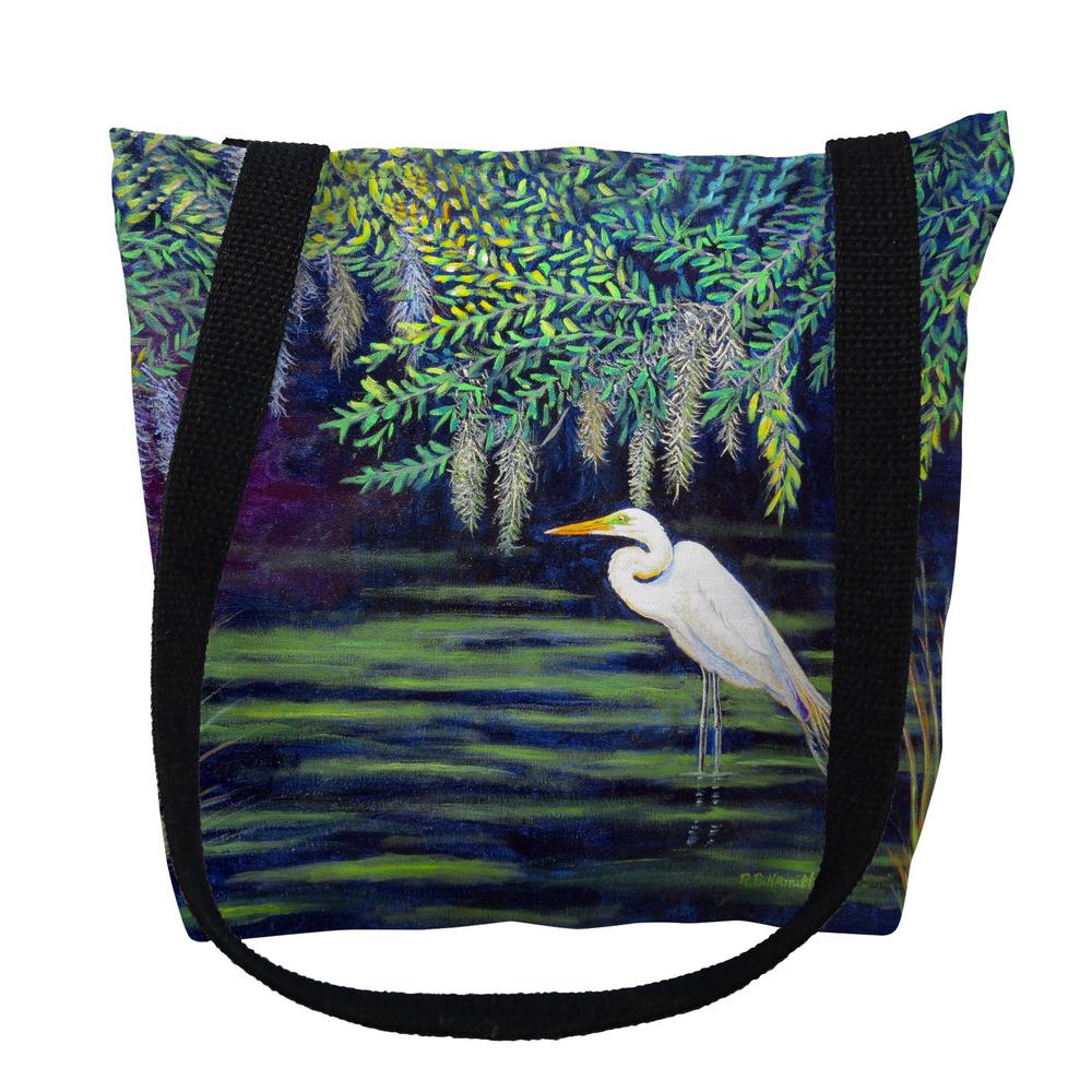 Egret Lagoon Large Tote Bag 18x18. Picture 1
