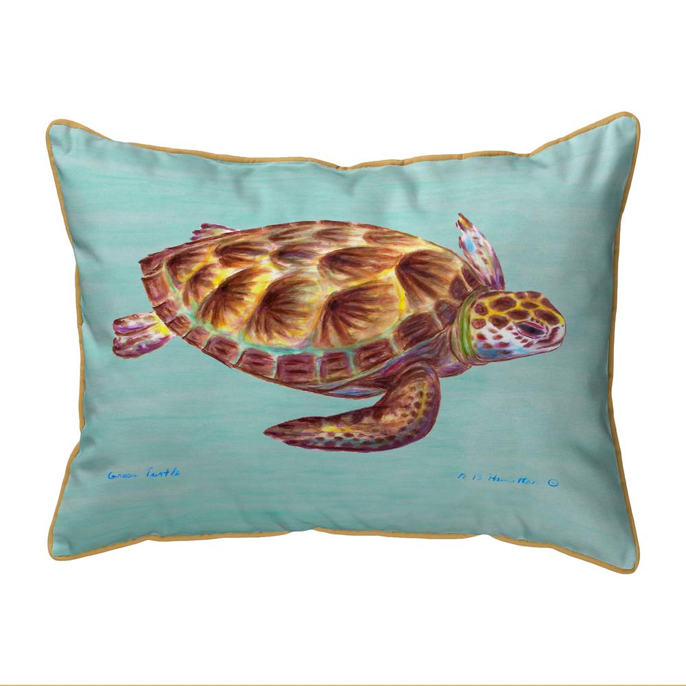 Green Sea Turtle - Teal Extra Large Zippered Pillow 20x24. Picture 1