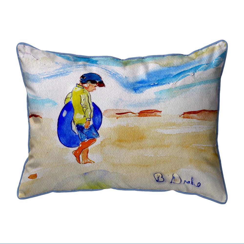 Boy & Innertube Extra Large Zippered Pillow 20x24. Picture 1