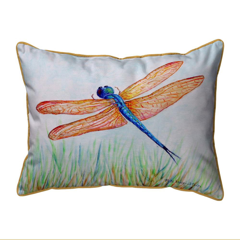 Amber & Blue Dragonfly Extra Large Zippered Pillow 20x24. Picture 1