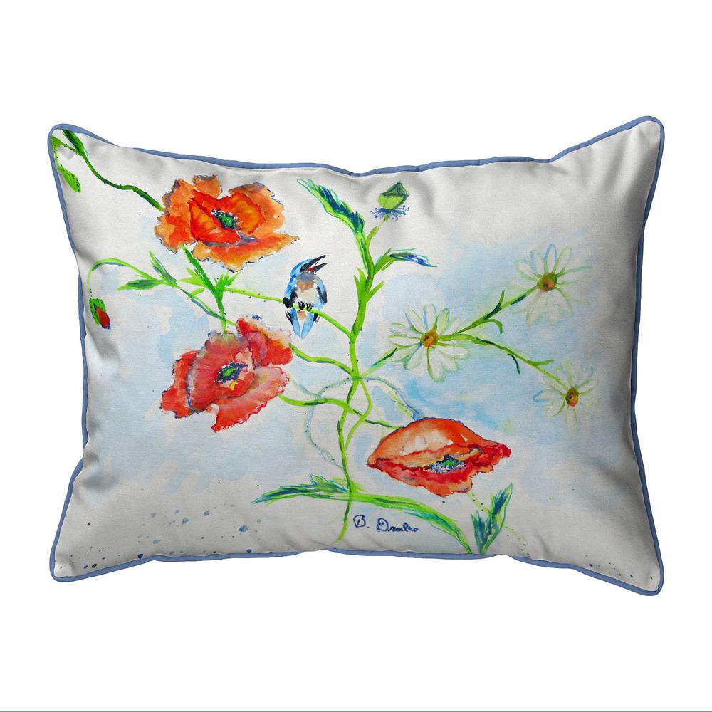 Poppies & Daisies Extra Large Zippered Pillow 20x24. Picture 1