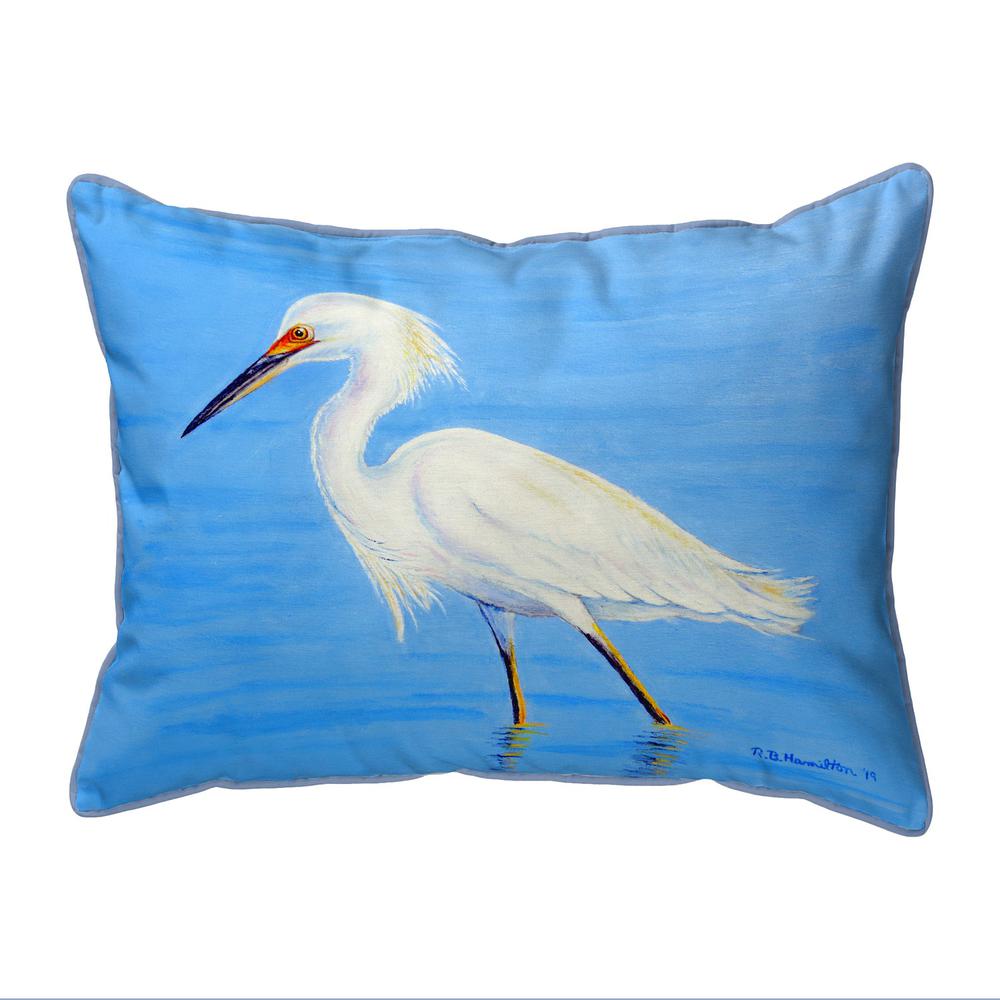 Stalking Snowy Egret Extra Large Corded Indoor/Outdoor Pillow 20x24. Picture 1