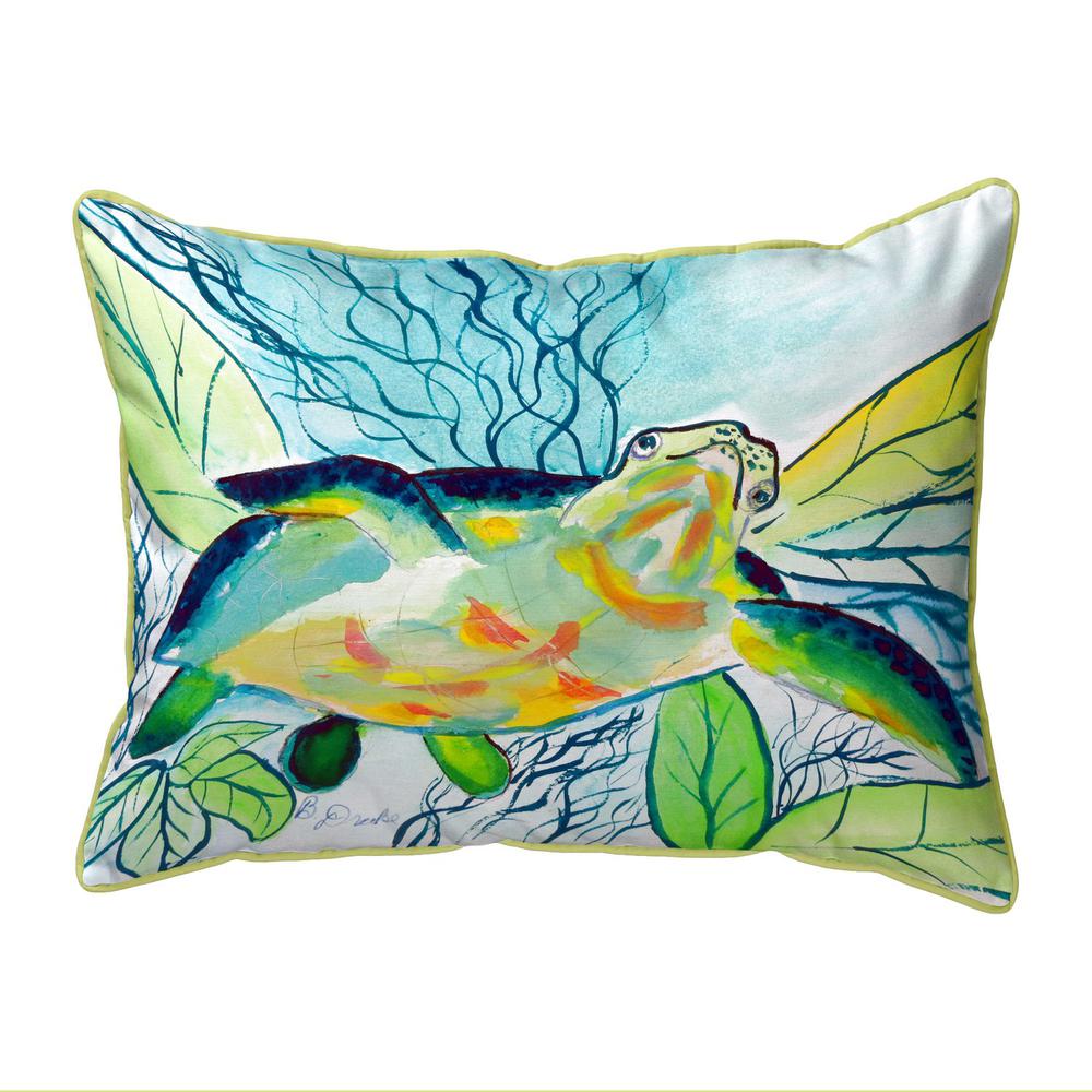 Smiling Sea Turtle Extra Large Zippered Indoor/Outdoor Pillow 20x24. Picture 1