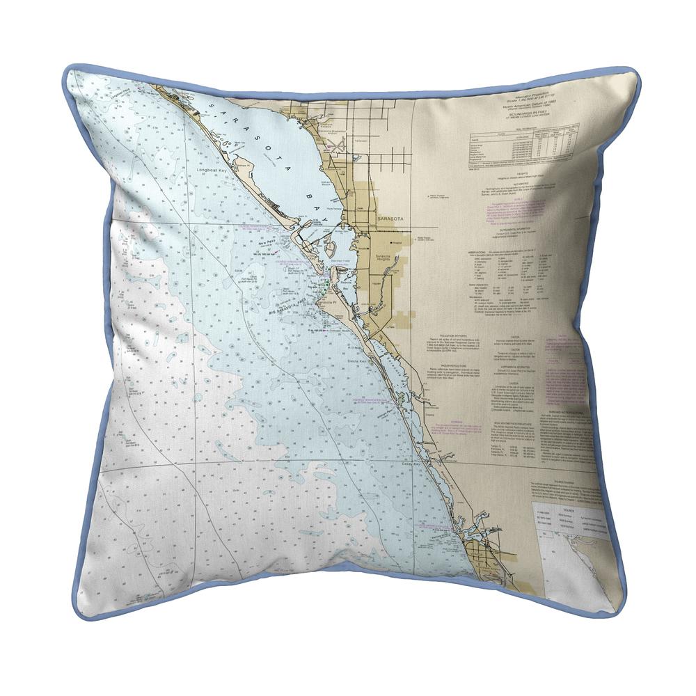 Venice, FL Nautical Map Extra Large Zippered Indoor/Outdoor Pillow 22x22. Picture 1