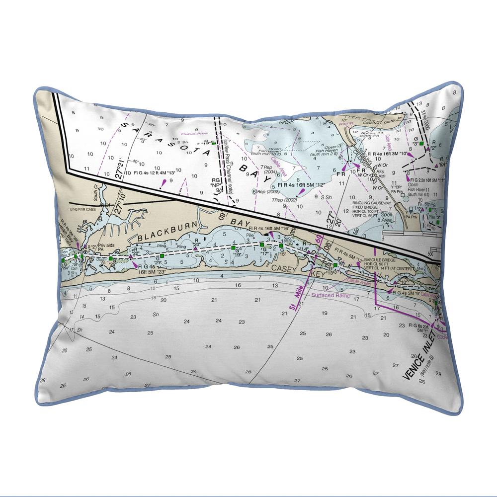 Blackburn Bay, FL Nautical Map Extra Large Zippered Indoor/Outdoor Pillow 20x24. Picture 1