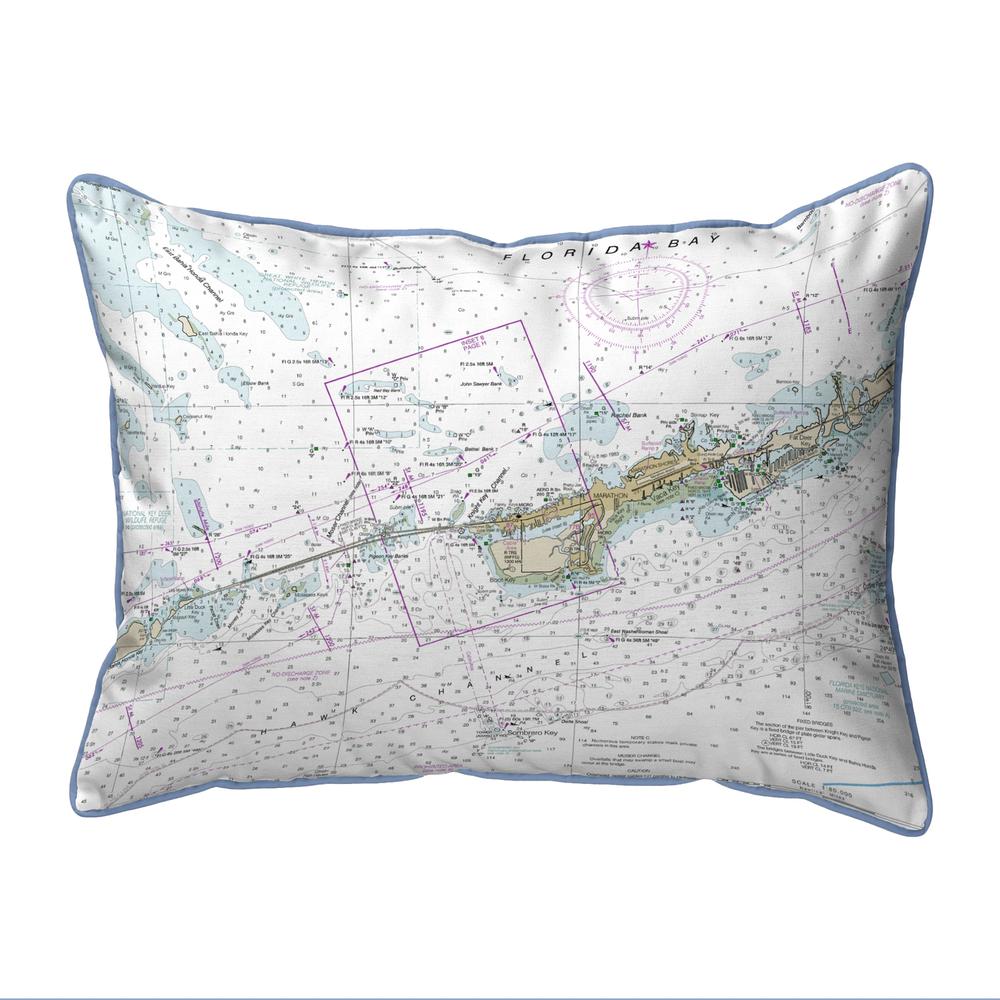 Miami to Marathon & Florida Bay, FL Nautical Map Extra Large Zippered Indoor/Outdoor Pillow 20x24. Picture 1