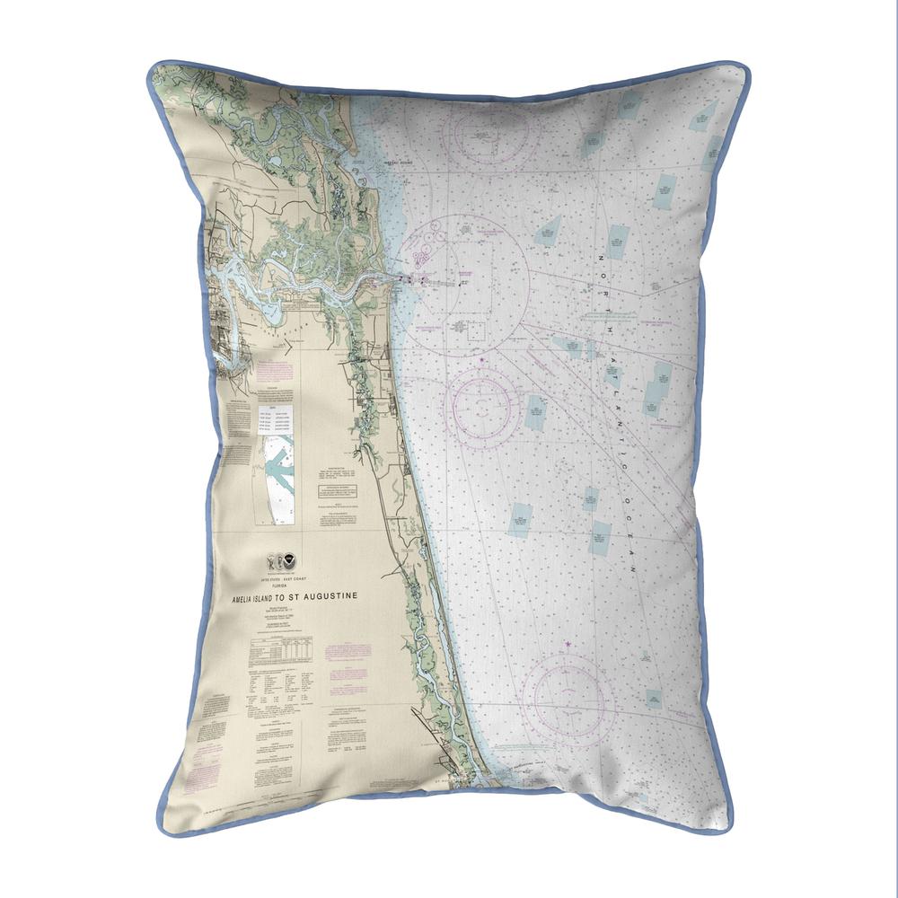 Amelia Island to Saint Augustine, FL Nautical Map Extra Large Zippered Indoor/Outdoor Pillow 20x24. Picture 1