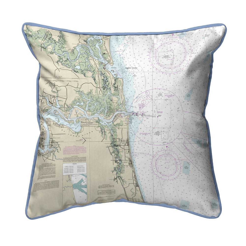 Jacksonville, FL Nautical Map Extra Large Zippered Indoor/Outdoor Pillow 22x22. Picture 1