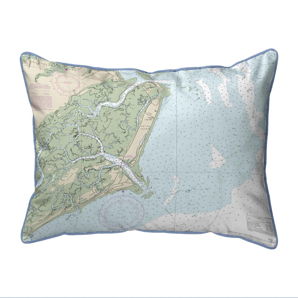 Fripp Island, SC Nautical Map Extra Large Zippered Indoor/Outdoor Pillow 20x24. Picture 1