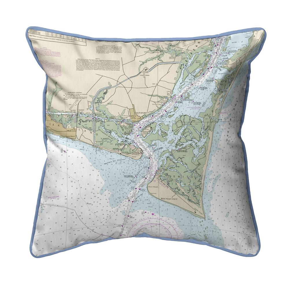 Baldhead Island, NC Nautical Map Extra Large Zippered Indoor/Outdoor Pillow 22x22. Picture 1