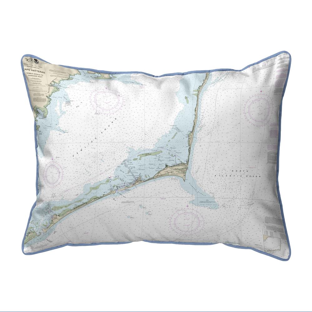 Cape Hatteras, NC Nautical Map Extra Large Zippered Indoor/Outdoor Pillow 20x24. Picture 1