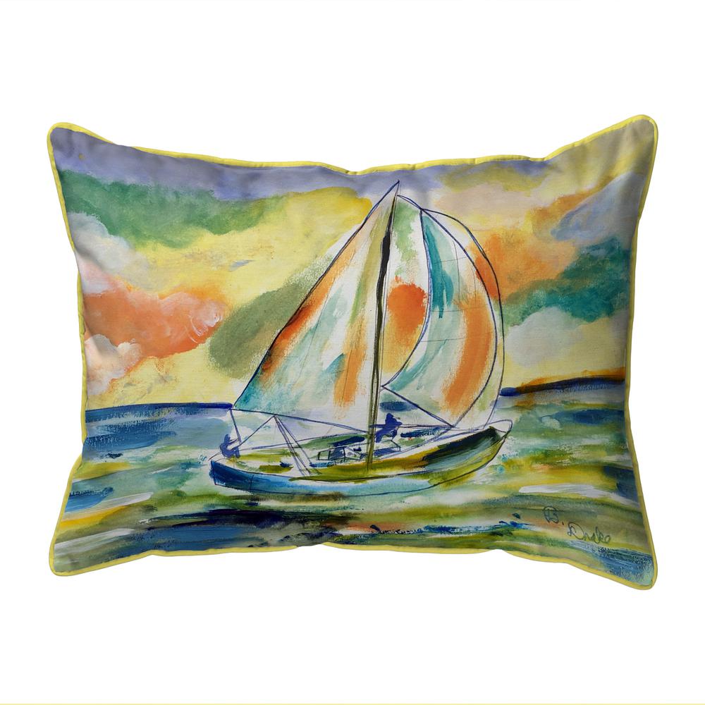 Orange Sailboat Extra Large Zippered Indoor/Outdoor Pillow 20x24. Picture 1