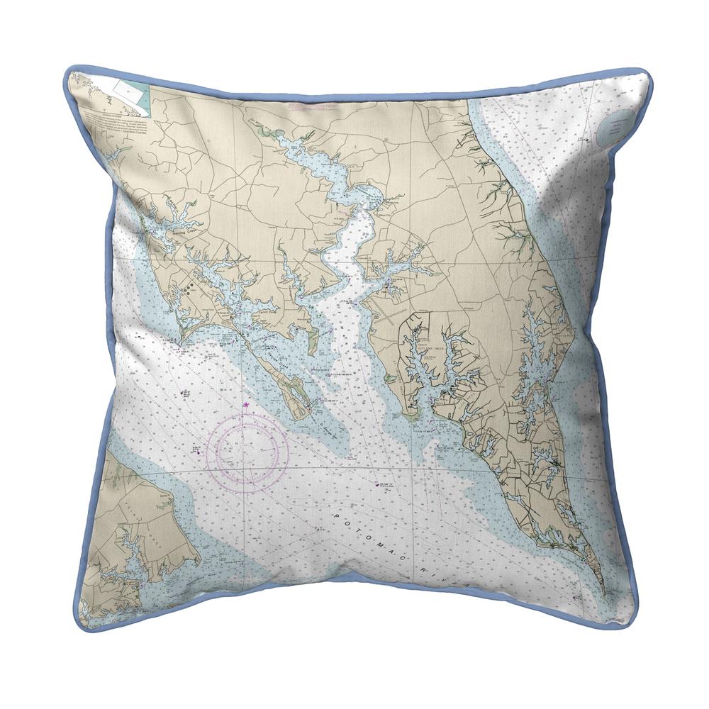 Leonardtown, MD Nautical Map Extra Large Zippered Indoor/Outdoor Pillow 22x22. Picture 1
