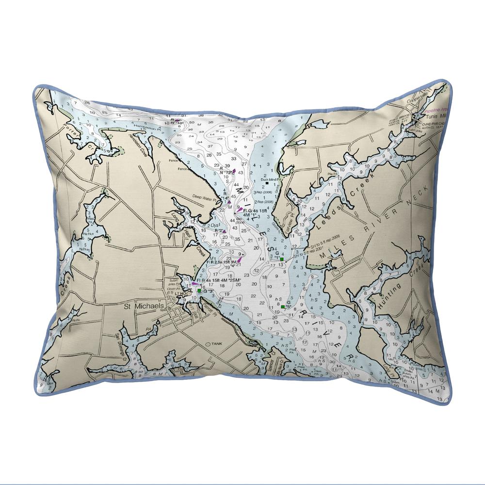 Chesapeake Bay - Miles River, MD Nautical Map Extra Large Zippered Indoor/Outdoor Pillow 20x24. Picture 1