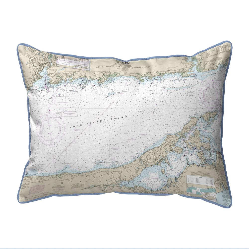 Long Island Sound - Eastern Part, NY Nautical Map Extra Large Zippered Indoor/Outdoor Pillow 20x24. Picture 1