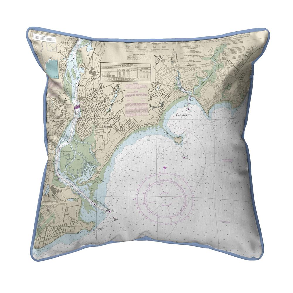 North Long Island Sound, NY Nautical Map Extra Large Zippered Indoor/Outdoor Pillow 22x22. Picture 1