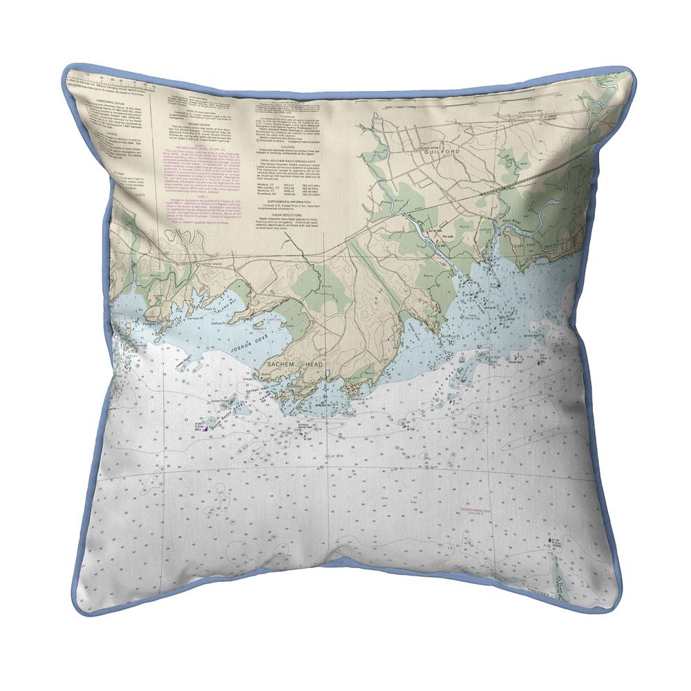 Guilford Point, CT Nautical Map Extra Large Zippered Indoor/Outdoor Pillow 22x22. Picture 1
