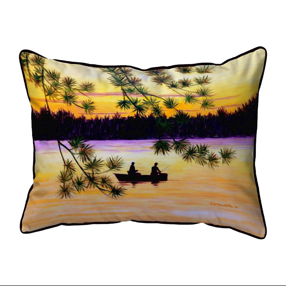 Sunset Fishing Extra Large Zippered Indoor/Outdoor Pillow 20x24. Picture 1