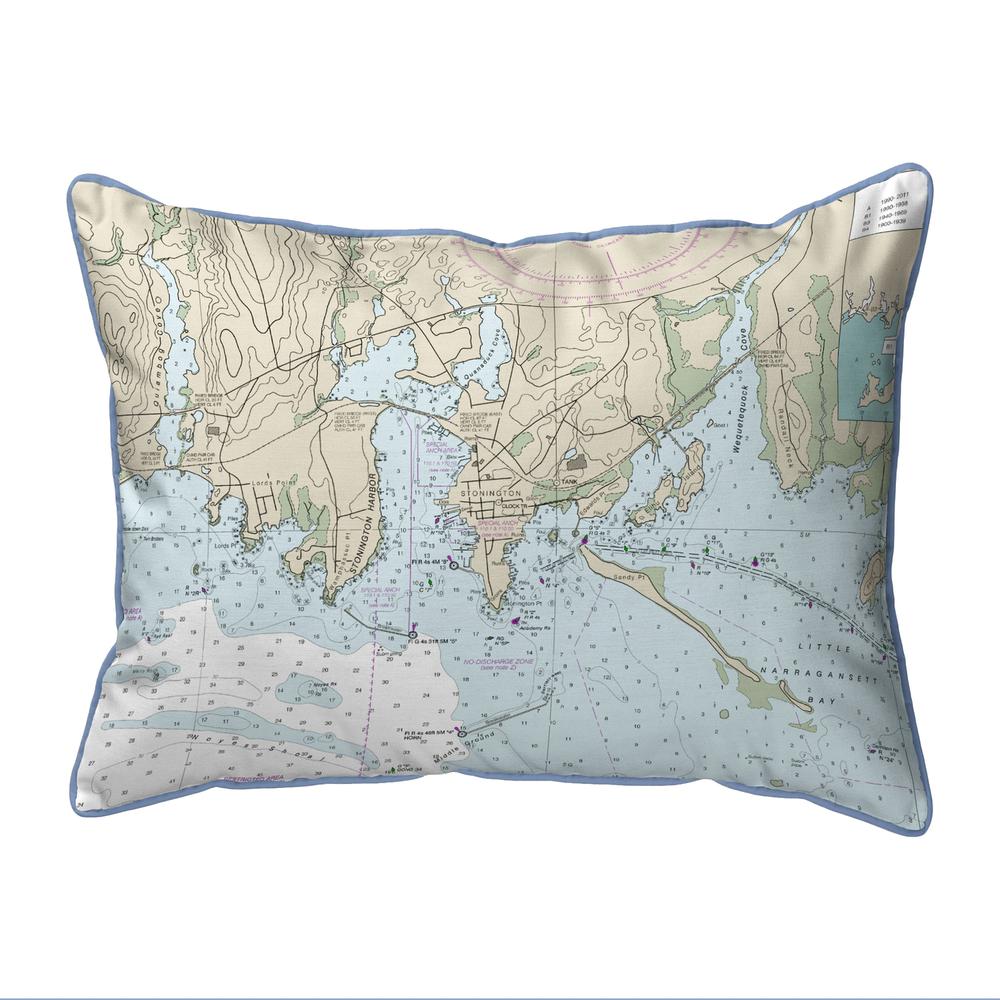 Stonington Harbor, CT Nautical Map Extra Large Zippered Indoor/Outdoor Pillow 20x24. Picture 1