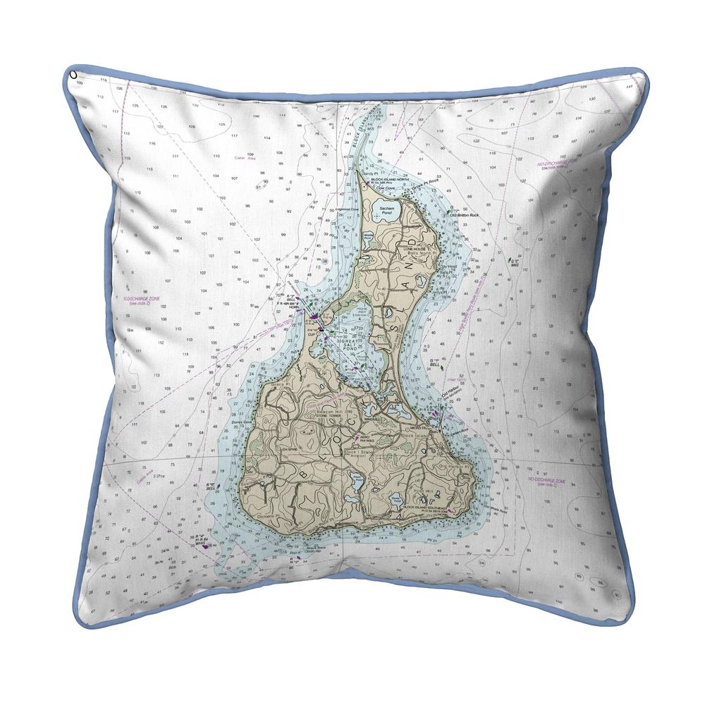 Block Island, RI Nautical Map Extra Large Zippered Indoor/Outdoor Pillow 22x22. Picture 1
