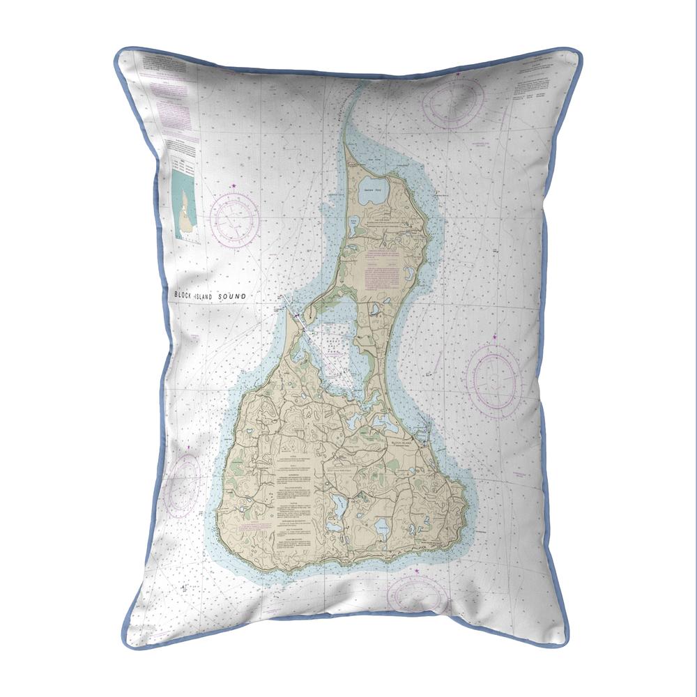 Block Island #2, RI Nautical Map Extra Large Zippered Indoor/Outdoor Pillow 20x24. Picture 1