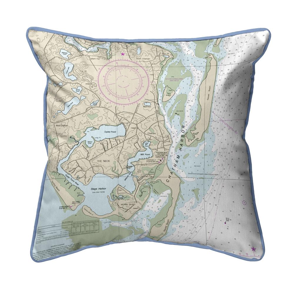 Chatham Harbor, MA Nautical Map Extra Large Zippered Indoor/Outdoor Pillow 22x22. Picture 1
