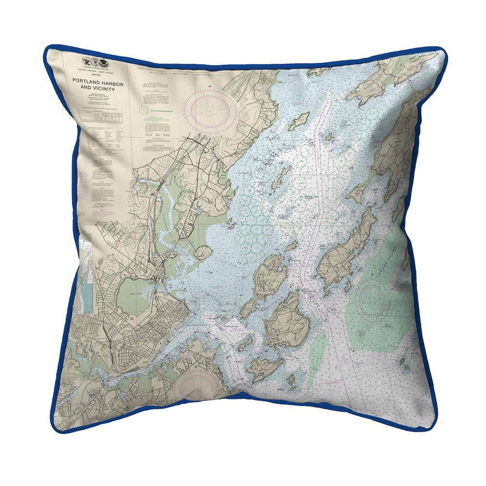 Portland Harbor and Vacinity, ME Nautical Map Extra Large Zippered Indoor/Outdoor Pillow 22x22. Picture 1
