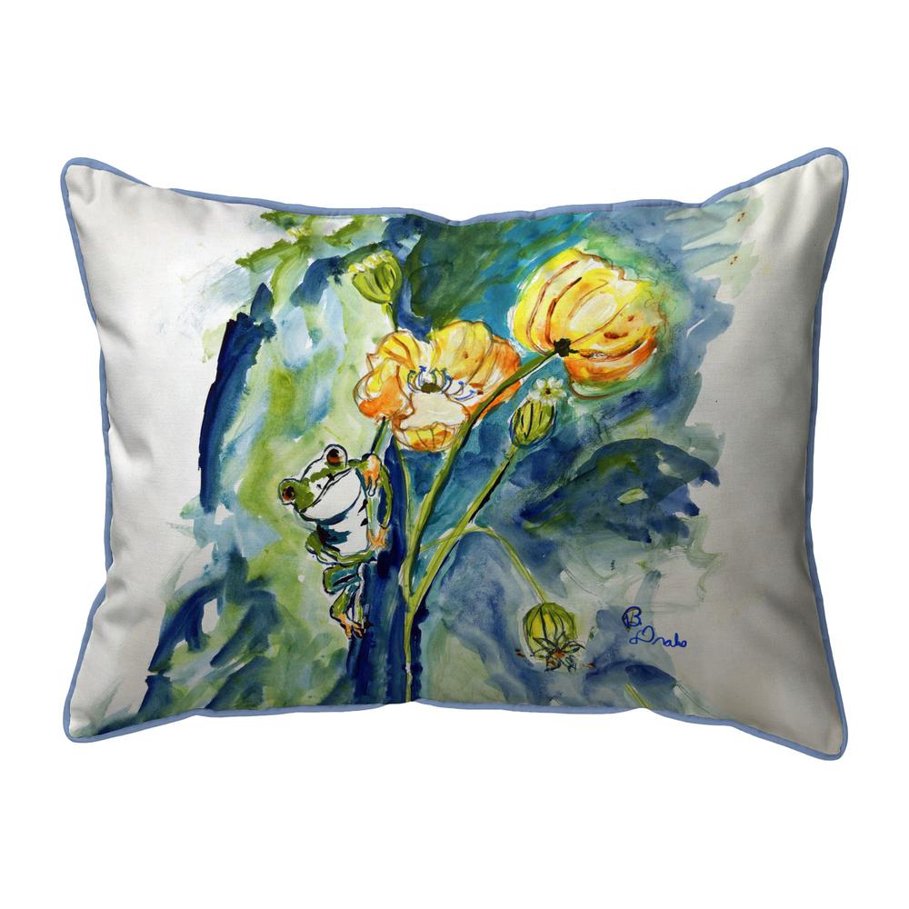 Frog & Flower Extra Large Zippered Pillow 20x24. Picture 1