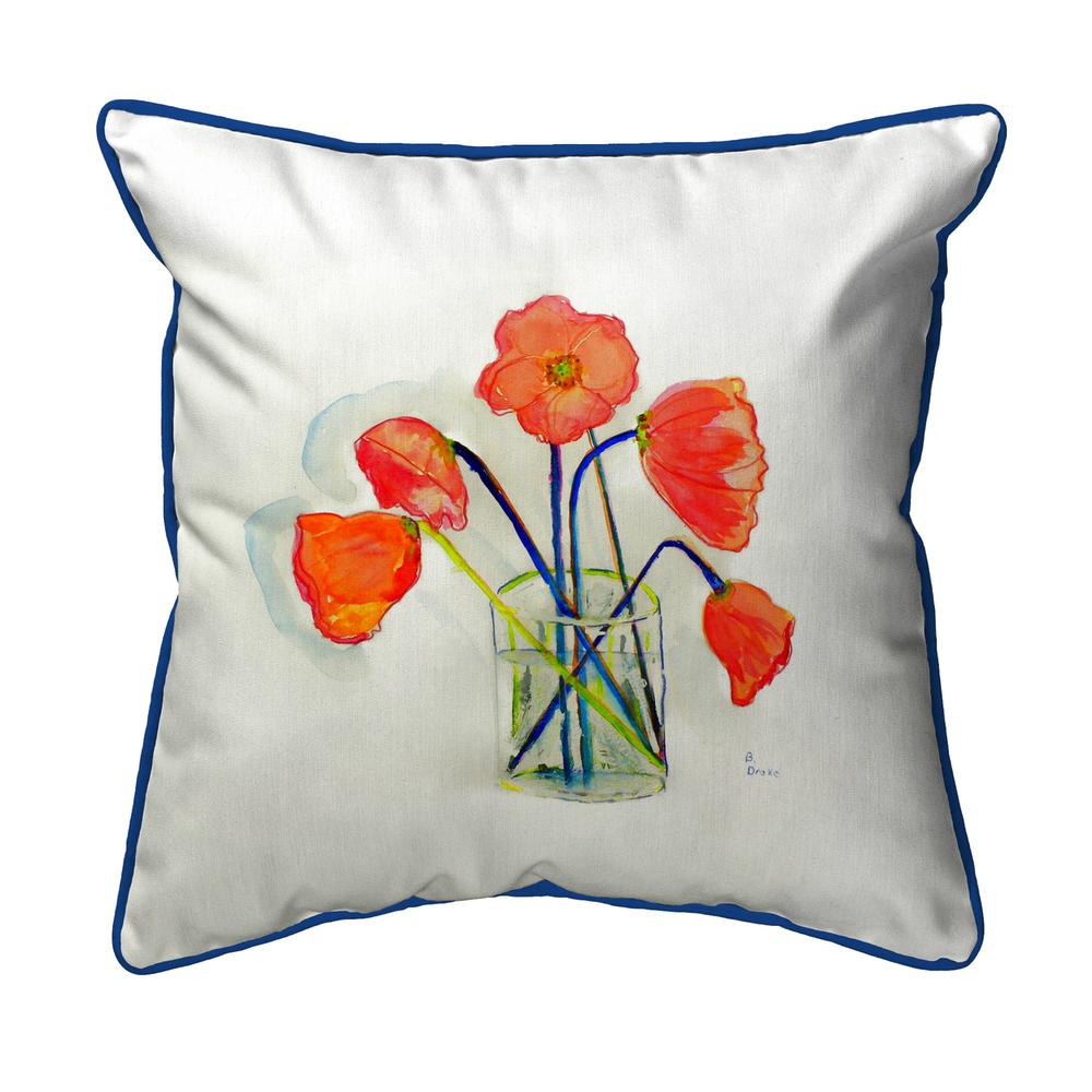 Poppies in Vase Extra Large Zippered Pillow 22x22. Picture 1
