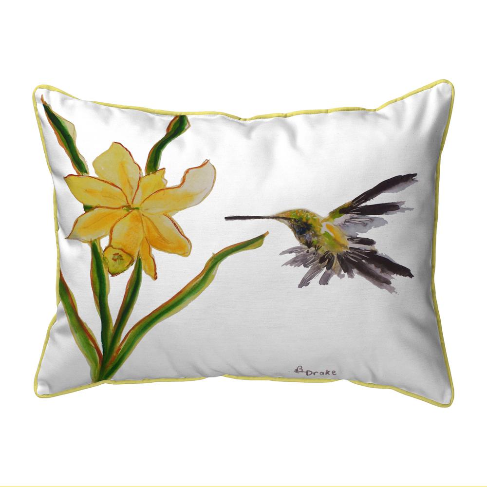 Yellow Hummingbird Extra Large Zippered Pillow 20x24. Picture 1