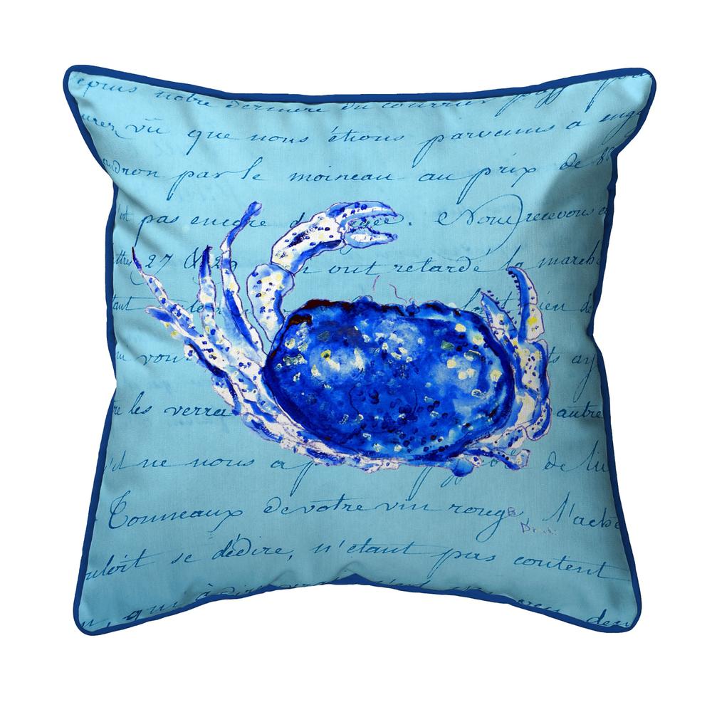Blue Script Crab Extra Large Zippered Pillow 22x22. Picture 1