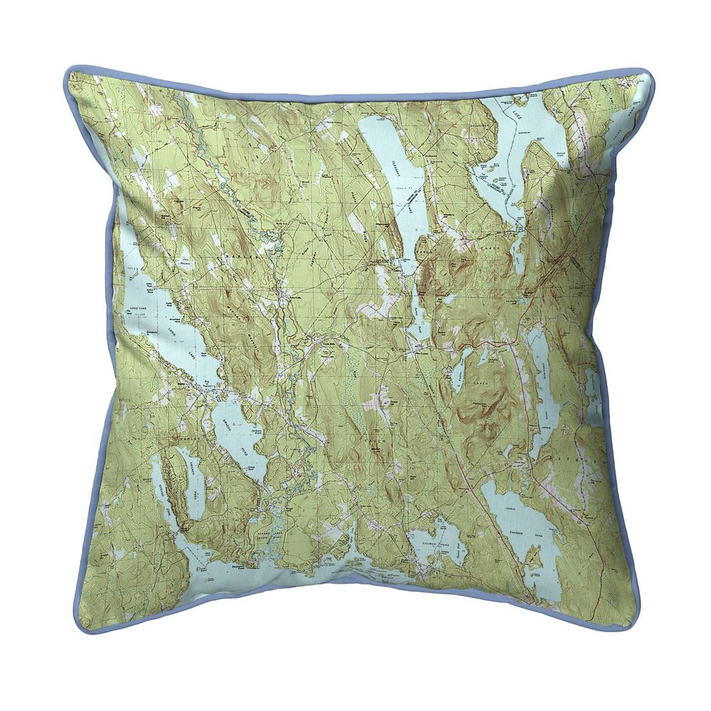 Casco and Sebago Lake, ME Nautical Map Extra Large Zippered Indoor/Outdoor Pillow 22x22. Picture 1