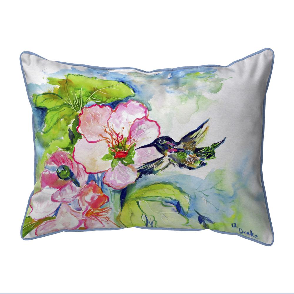 Hummingbird & Hibiscus Extra Large Zippered Pillow 20x24. Picture 1