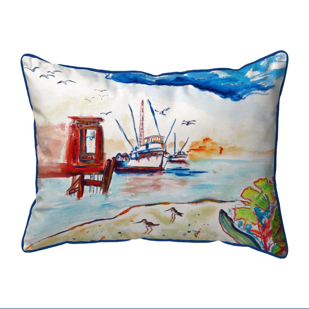 Dock & Shrimp Boat Extra Large Zippered Pillow 20x24. Picture 1