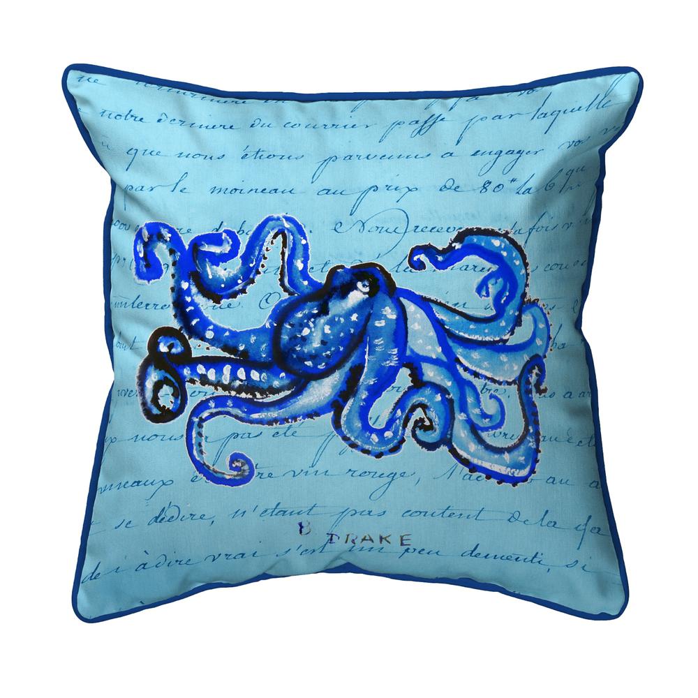 Blue Script Octopus Extra Large Zippered Pillow 22x22. Picture 1