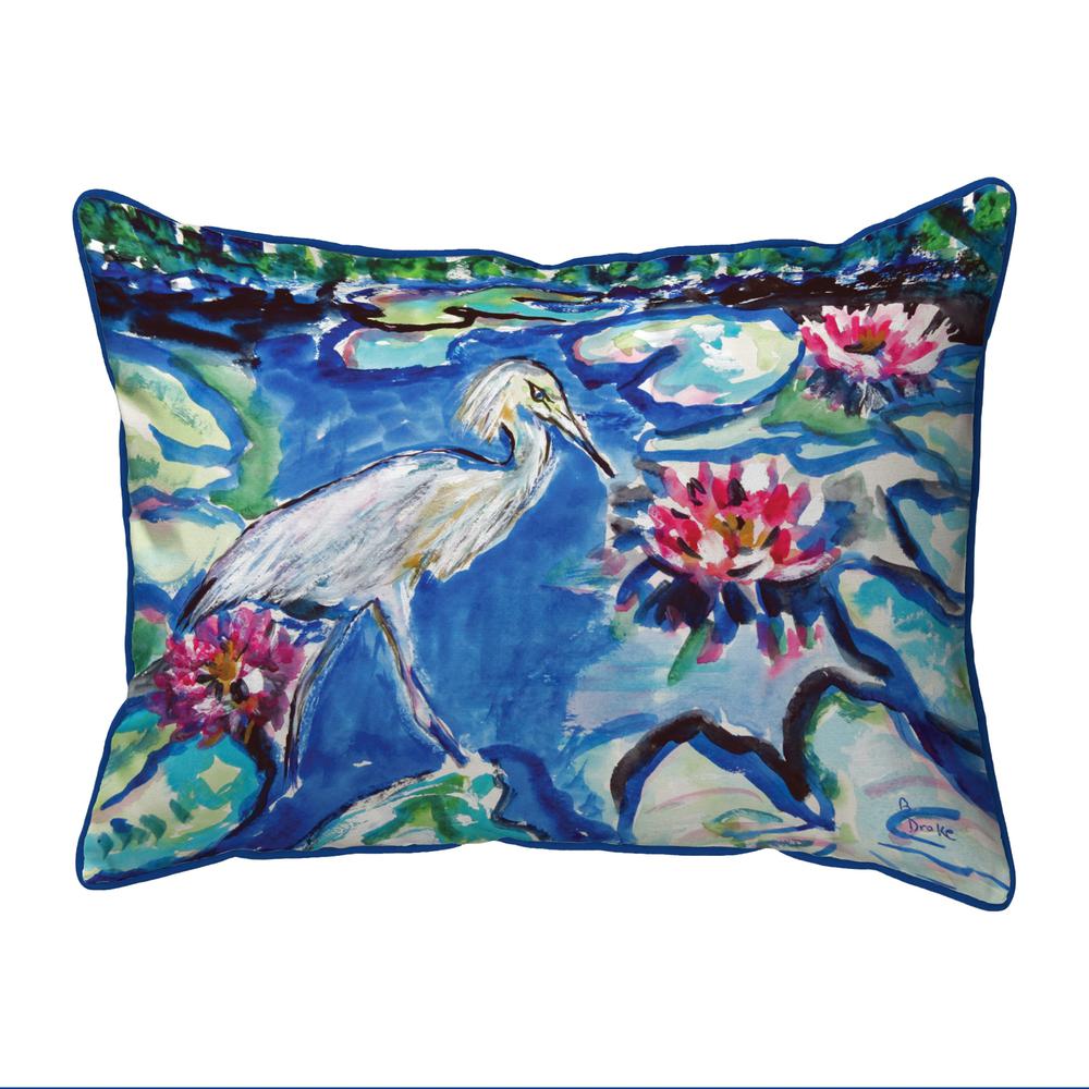 Heron & Waterlilies Extra Large Zippered Pillow 20x24. Picture 1