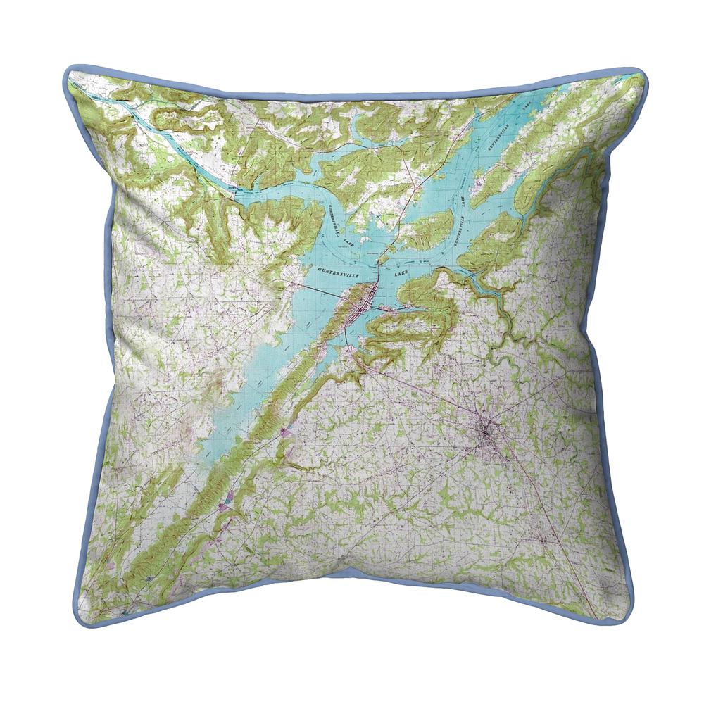 Lake Guntersville, AL Nautical Map Extra Large Zippered Indoor/Outdoor Pillow 22x22. Picture 1