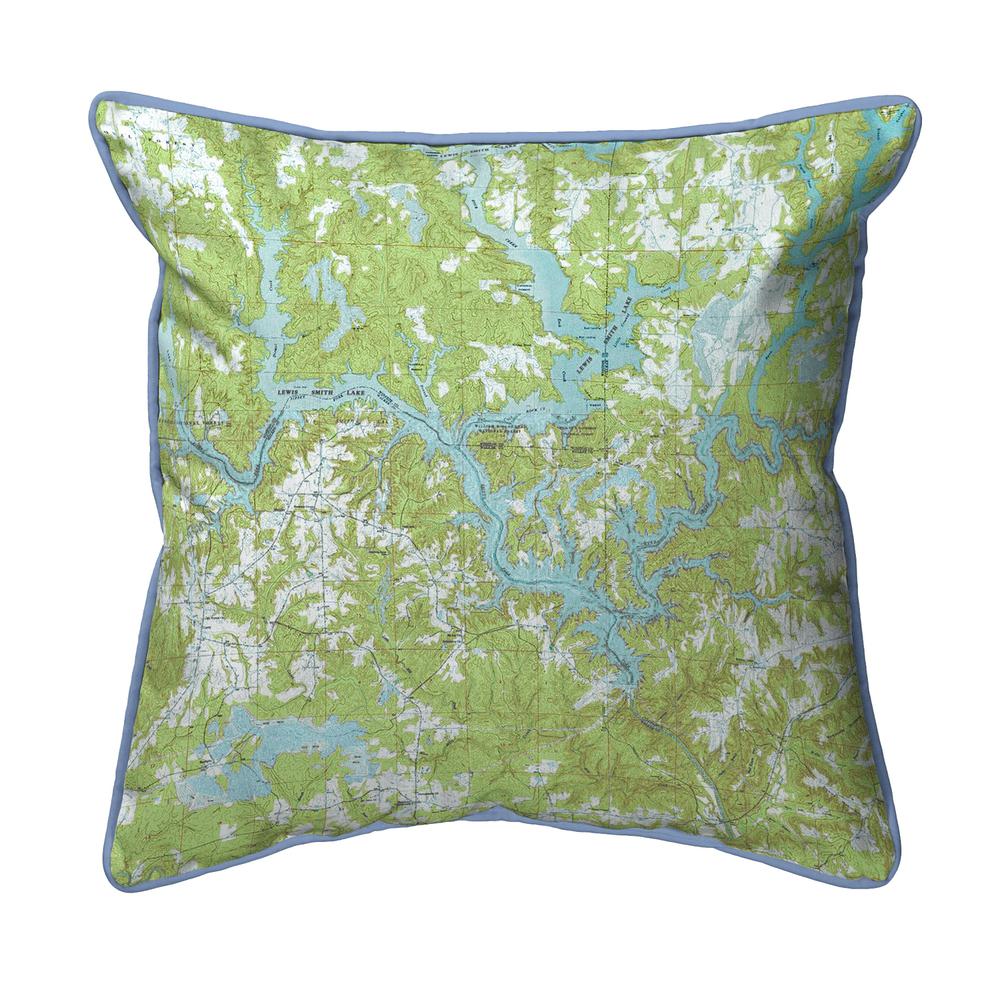 Lewis Smith Lake, AL Nautical Map Extra Large Zippered Indoor/Outdoor Pillow 22x22. Picture 1