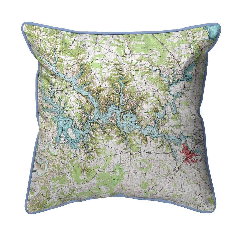 Tims Ford Lake, TN Nautical Map Extra Large Zippered Indoor/Outdoor Pillow 22x22. Picture 1