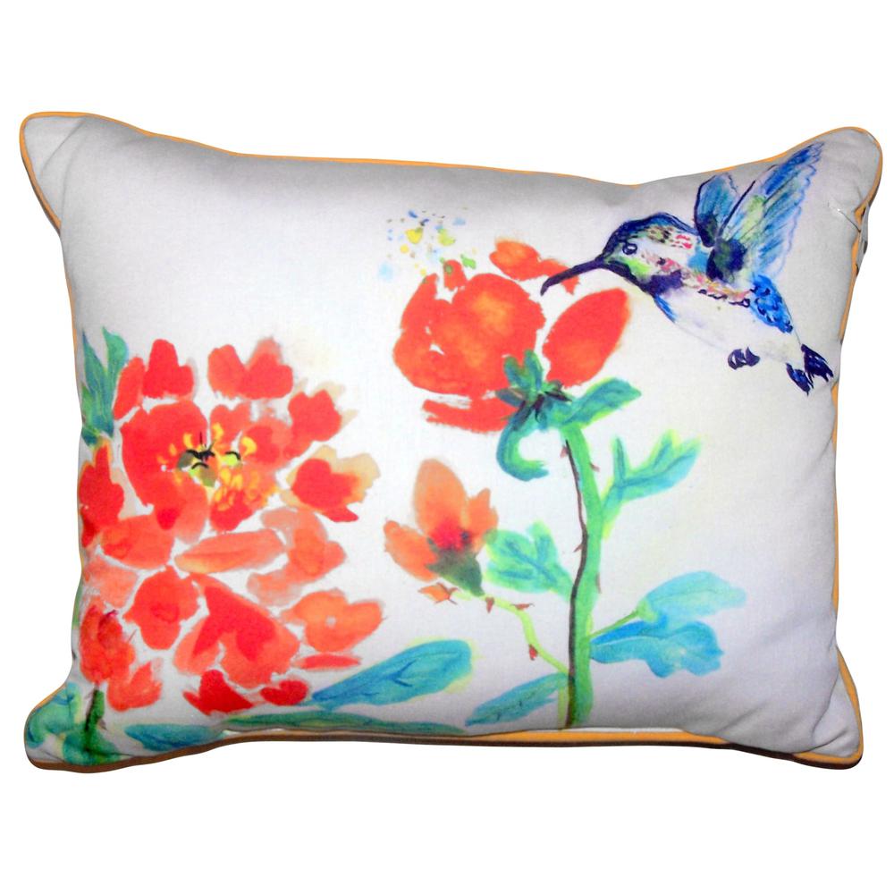 Hummingbird & Red Flower Extra Large Pillow 20x24. Picture 1