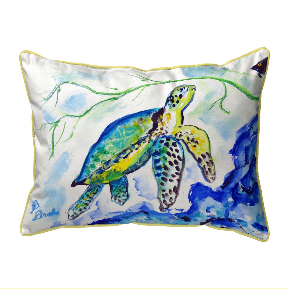 Yellow Sea Turtle Indoor/Outdoor Extra Large Pillow 20x24. Picture 1
