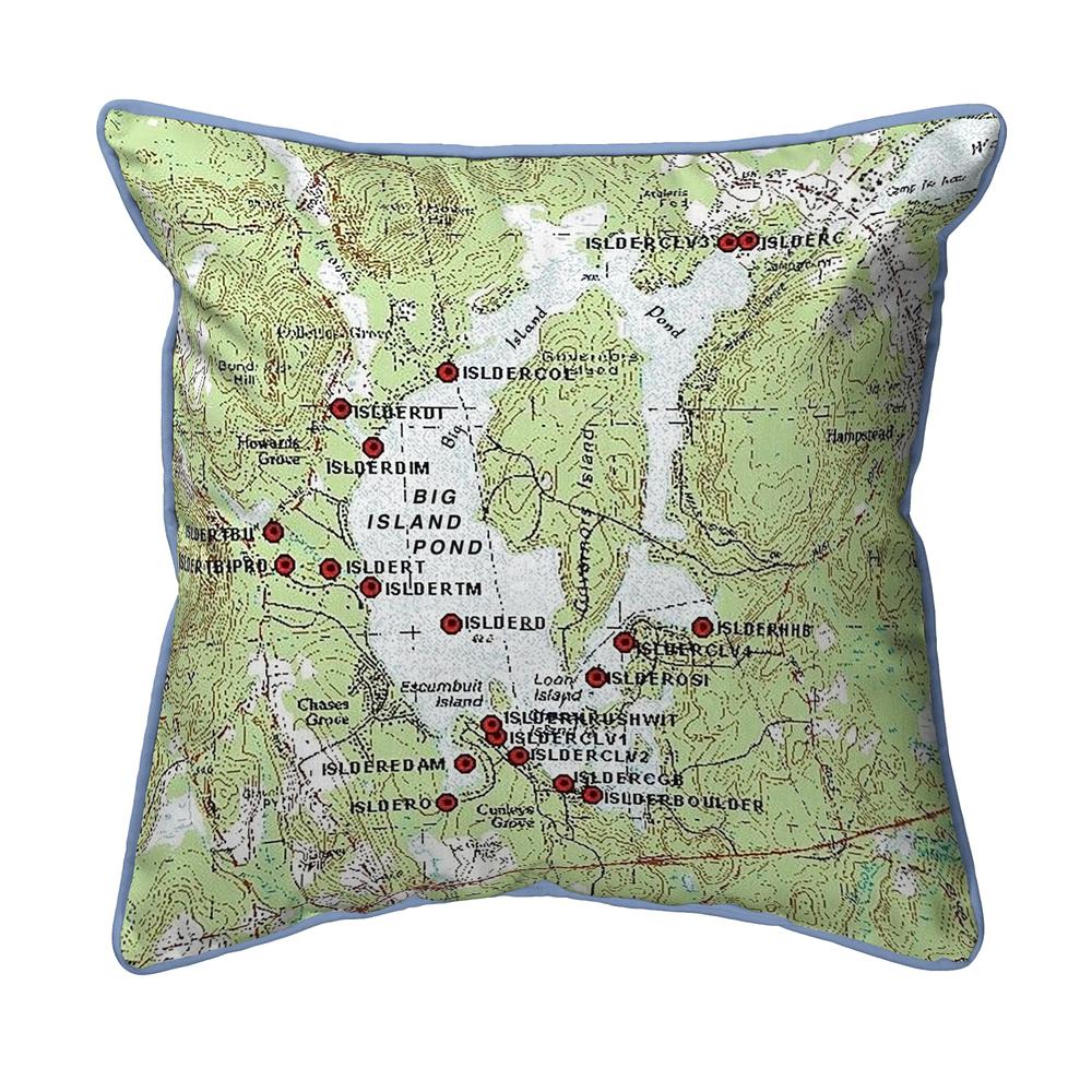 Big Island Pond, NH Nautical Map Extra Large Zippered Indoor/Outdoor Pillow 22x22. Picture 1